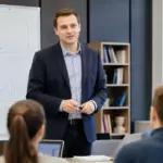 Доцент проводит научный семинар